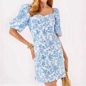 Lilly Pulitzer Justina Puff Sleeve Floral Skirted Romper Size 16